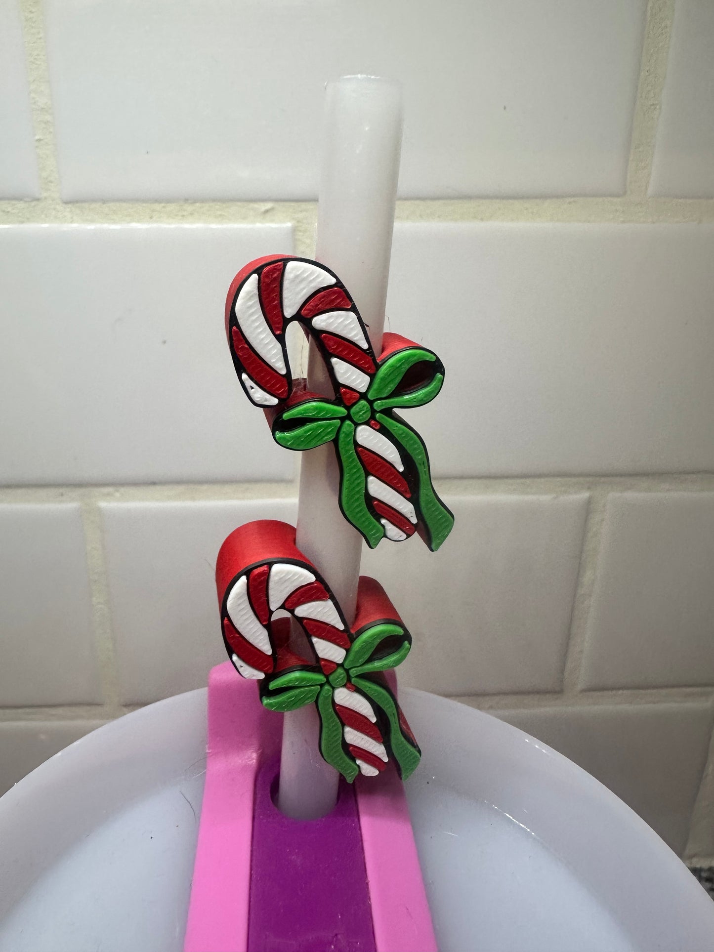 Candy Cane Straw Topper